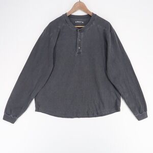 American Giant Henley Shirt Mens XL Gray Long Sleeve Button Neck Cotton Made USA